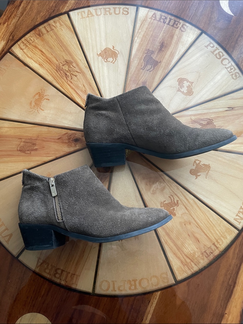Taryn Rose Sabrina Ankle Boot Pointed Toe Suede Low Block Heel